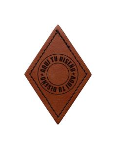 Patch Losango Personalizável em Couro Sintético Castanho Vintage 50x75 mm | Iguana Custom
