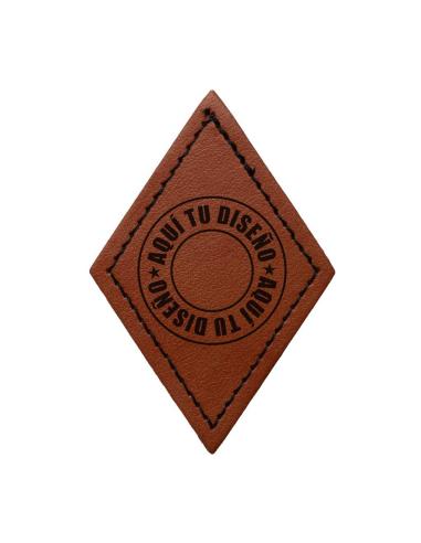 Customizable Rhombus Patch in Vintage Brown Synthetic Leather 50x75 mm | Iguana Custom