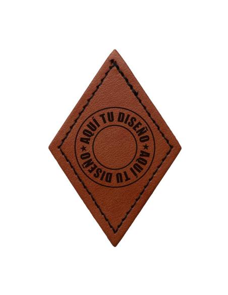 Comprar Parche Rombo Personalizable en Símil Piel Marrón Vintage 50x75 mm | Iguana Custom