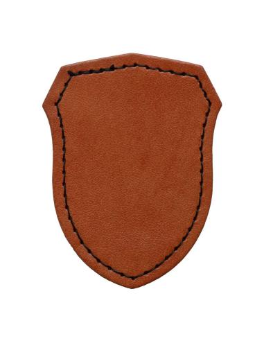 Patch Escudo Personalizável em Couro Sintético Castanho com Dorso Termocolante | Iguana Custom