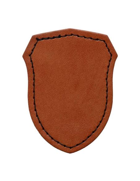 Patch Escudo Personalizável em Couro Sintético Castanho com Dorso Termocolante | Iguana Custom