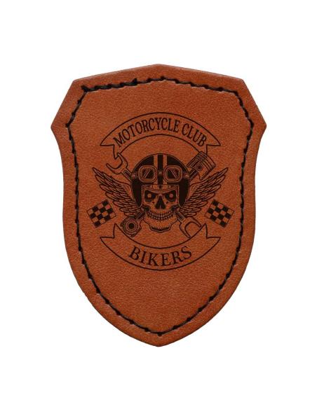 Patch Escudo Personalizável em Couro Sintético Castanho com Dorso Termocolante | Iguana Custom