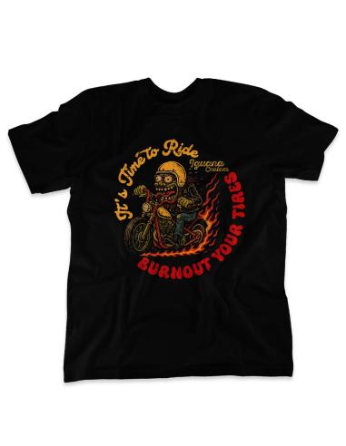 T-SHIRT IT'S TIME TO RIDE - BURNOUT YOUR TIRES PARA HOMEM