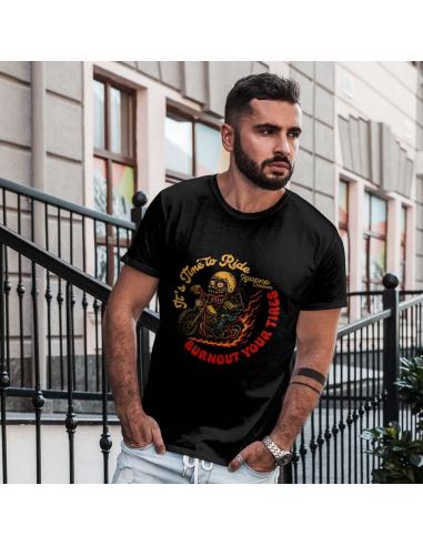 T-SHIRT IT'S TIME TO RIDE - BURNOUT YOUR TIRES PARA HOMEM