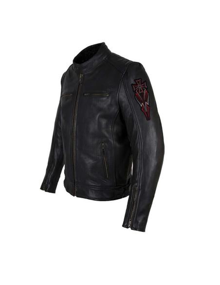 Embroidered patch with Maltese cross in red, grey and black. Iron-on and sewable. Ideal for jackets and sleeves.