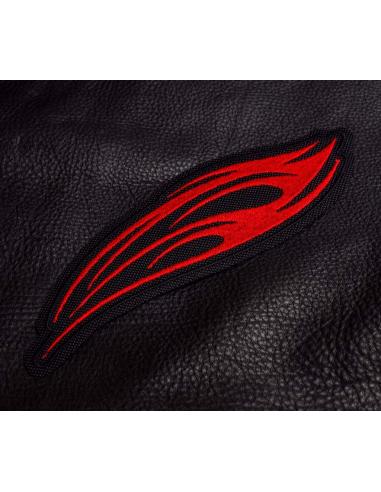 Curved Red Flame Patch – Iron-On | Iguana Custom