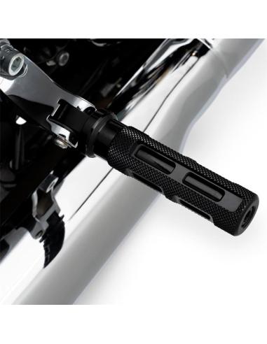 REPOSE-PIEDS KNURLED BLACK POUR HARLEY-DAVIDSON – ALUMINIUM CNC MOLETA UNIVERSAL