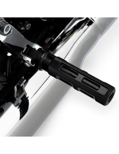 REPOSE-PIEDS KNURLED BLACK POUR HARLEY-DAVIDSON – ALUMINIUM CNC MOLETA UNIVERSAL