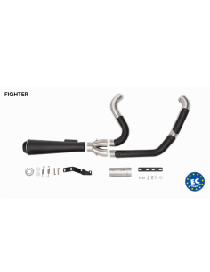 2 in 1 Exhaust Black Duck Fighter Harley Touring (2017+) | CE Approved
