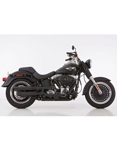 Escapes Falcon Double Groove negro Softail 2018–2020 — Iguana Custom