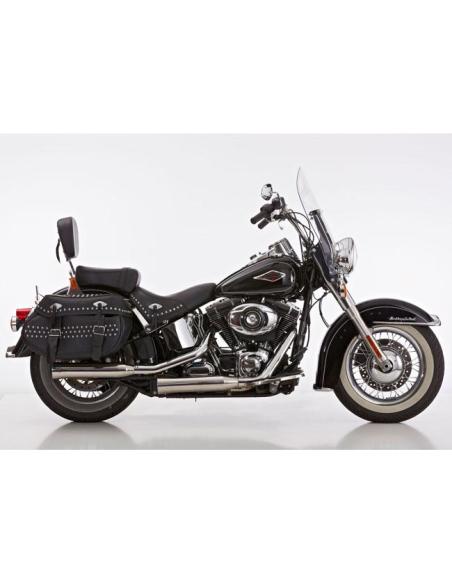 Falcon Double Groove Polished Exhaust for Softail FXSB/FXST — Iguana Custom