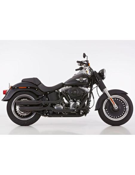 Escapes Falcon Double Groove preto Softail 2007–2016 — Iguana Custom