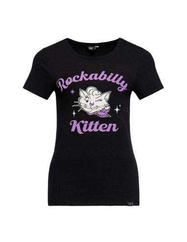 Maglietta Queen Kerosin Rockabilly Kitten Nera | Stile Retrò