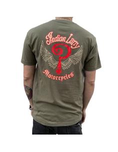 Maglietta Indian Larry Logo Verde Militare | 100% Cotone Made in USA