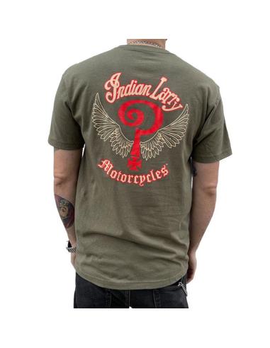 Indian Larry Logo T-Shirt Military Green | 100% Cotton Made in USA