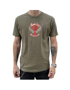 Maglietta Indian Larry Logo Verde Militare | 100% Cotone Made in USA 2