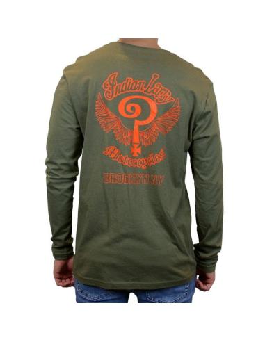 Camiseta Manga Larga Indian Larry John’s Verde Militar | Estilo Chopper