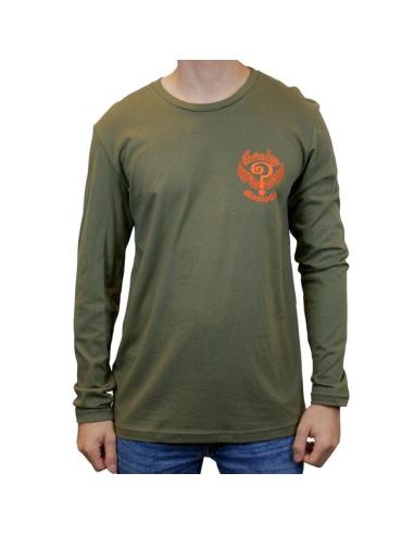 T-shirt de Manga Comprida Indian Larry John’s Verde Militar | Estilo Chopper