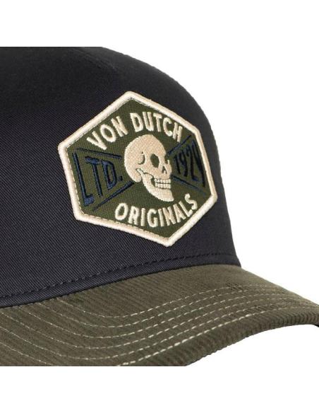 Von Dutch Semi-Curved Skull Cap Black/Green/White | Biker Style