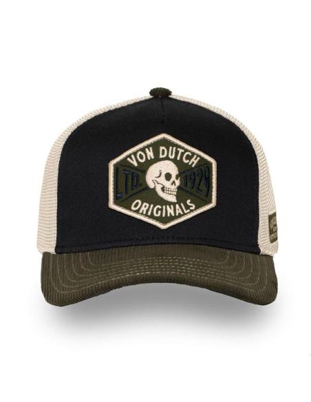 Casquette Von Dutch Semi-Courbée Skull Noir/Vert/Blanc | Style Biker