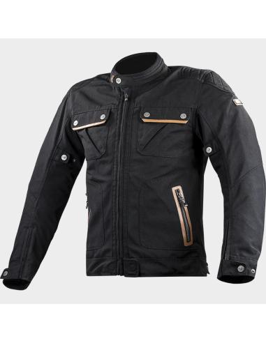 Chaqueta LS2 Bullet man negra Vintage Impermeable con Protecciones | Iguana Custom