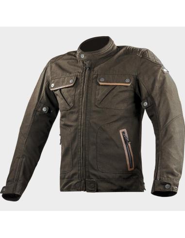 Chaqueta LS2 Bullet marrón negra Vintage Impermeable con Protecciones | Iguana Custom
