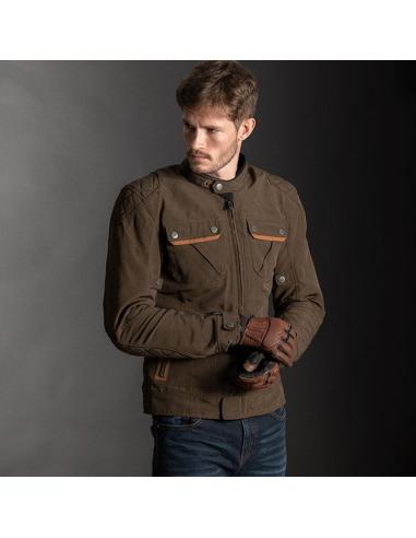 Giacca LS2 Bullet marrone nera Vintage Impermeabile con Protezioni | Iguana Custom