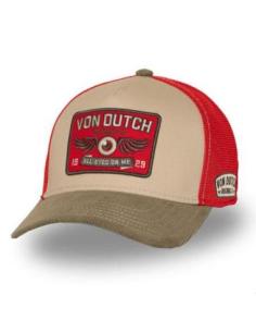 GORRA VON DUTCH SEMI-CURVED EYE KHAKI/RED — AJUSTABLE