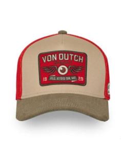 GORRA VON DUTCH SEMI-CURVED EYE KHAKI/RED — AJUSTABLE 2