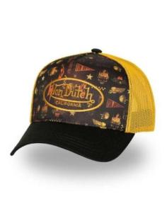 GORRA VON DUTCH SUBL SKULL BLACK/YELLOW — AJUSTABLE