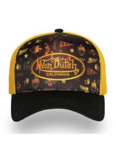 GORRA VON DUTCH SUBL SKULL BLACK/YELLOW — AJUSTABLE 2