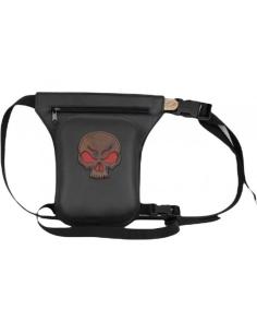 Bolso Pernera Piel PETACA Skull Vintage | Estilo Biker Negro