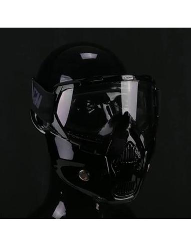 Glossy Black Motorcycle Mask | EN1938 Approved Clear Lens