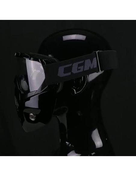 Glossy Black Motorcycle Mask | EN1938 Approved Clear Lens