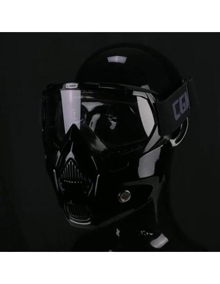 Máscara Moto Preto Brilhante | Lente Transparente Homologada EN1938