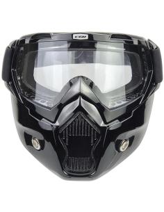 Glossy Black Motorcycle Mask | EN1938 Approved Clear Lens