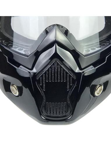 Máscara Moto Preto Brilhante | Lente Transparente Homologada EN1938