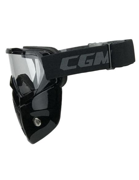 Glossy Black Motorcycle Mask | EN1938 Approved Clear Lens
