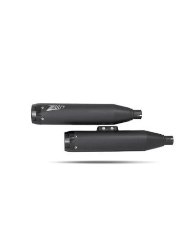 Silenciosos Zard Slip-Ons Overlapped Pretos para Softail 18–24