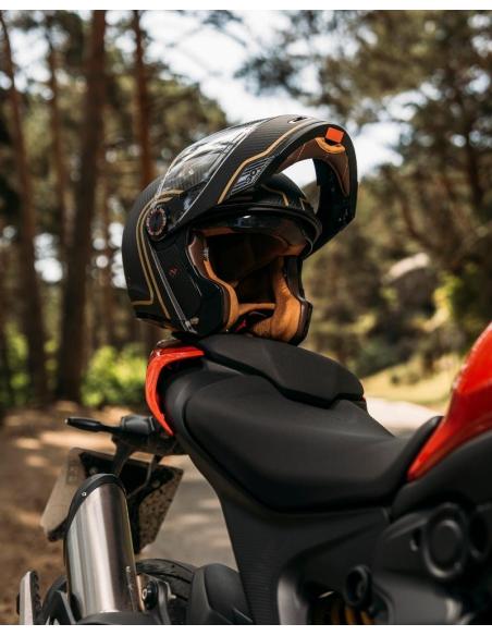 Capacete Modular By City 90 Degrees Gold Carbon | Estilo Retro e Homologação R22.06