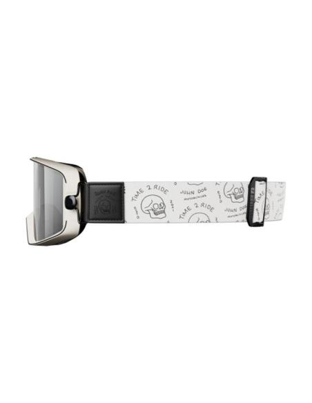 JD/ONE John Doe White Skull Goggles for Helmet | Panoramic Vision and Interchangeable Straps