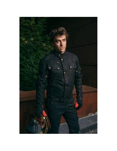Giacca Moto By City Belfast III Nera | Cotone Cerato e Impermeabile
