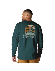 Carhartt Mountain T-Shirt Greenstone | Manica lunga, cotone spesso