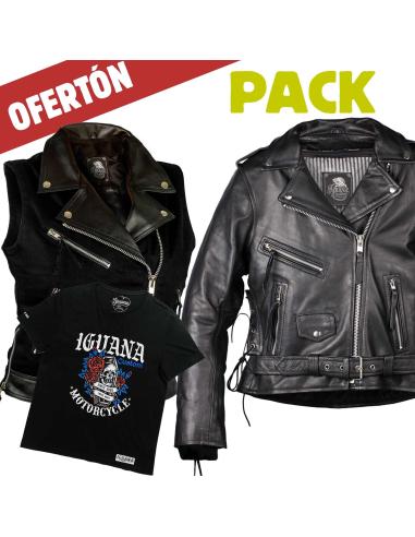 Pack Cruzada Mulher AAA + Colete Denim & Pele + Skull and Roses | Iguana Custom