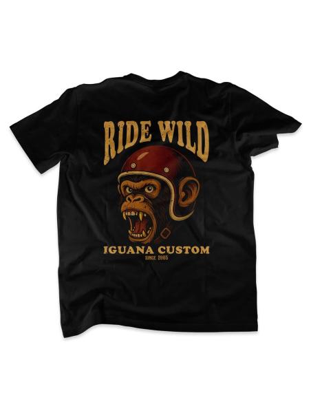 Maglia a manica lunga nera Ride Wild Mono – Stile biker Iguana Custom