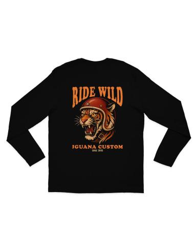 Black Long Sleeve T-Shirt Ride Wild Tiger – Iguana Custom Biker Style