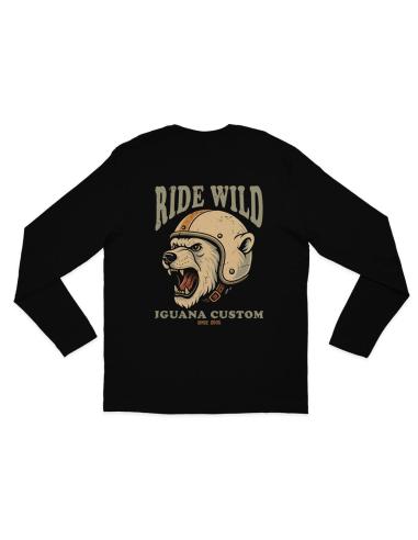 Long Sleeve T-Shirt Ride Wild Polar Bear – Biker Style Iguana Custom