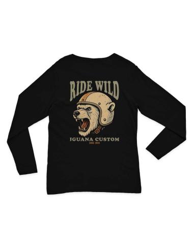 T-shirt mulher Ride Wild Urso Polar – Estilo biker ajustado