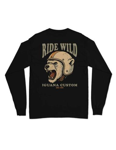 Sudadera Ride Wild Oso Polar – Negra Unisex | Iguana Custom