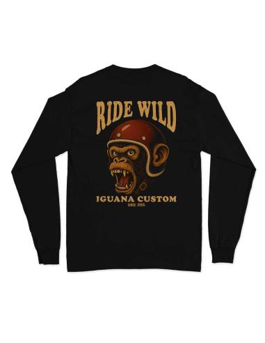 Sudadera Ride Wild Mono – Negra Unisex | Iguana Custom